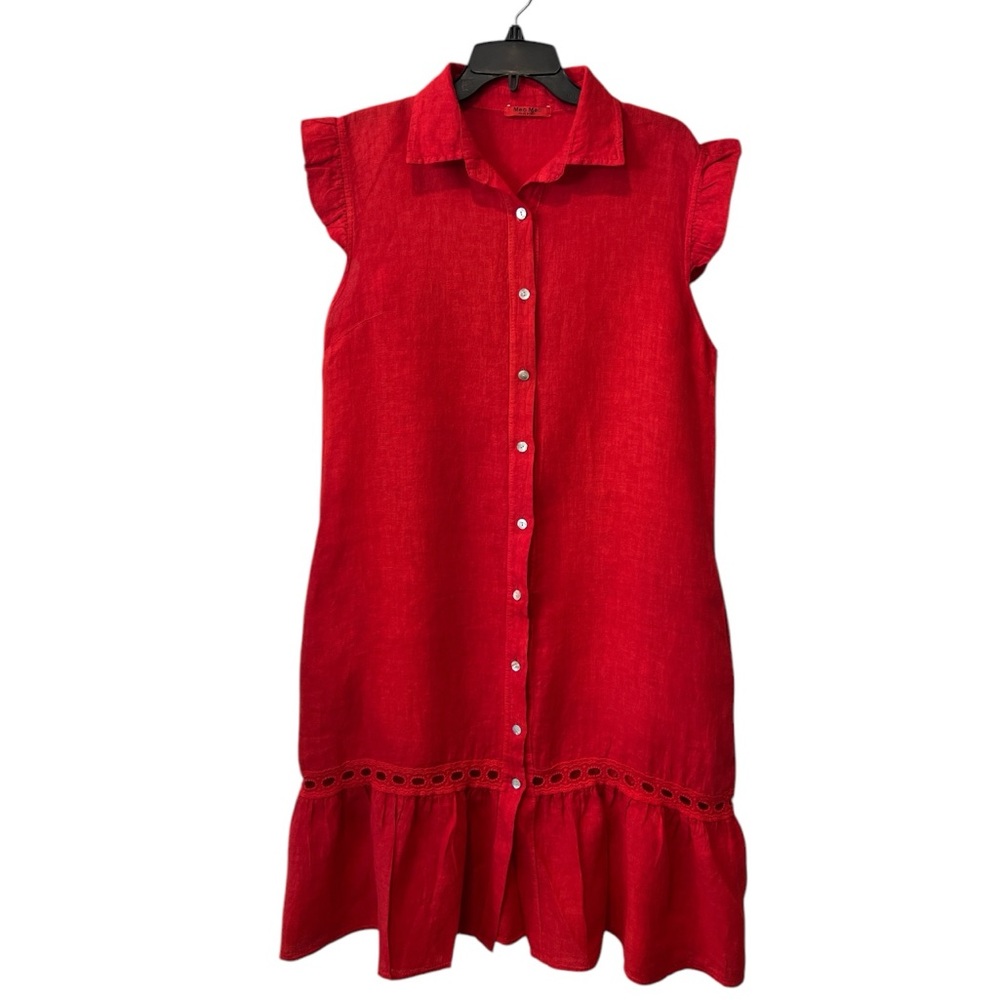 Mel Meli red button down 100% linen dress